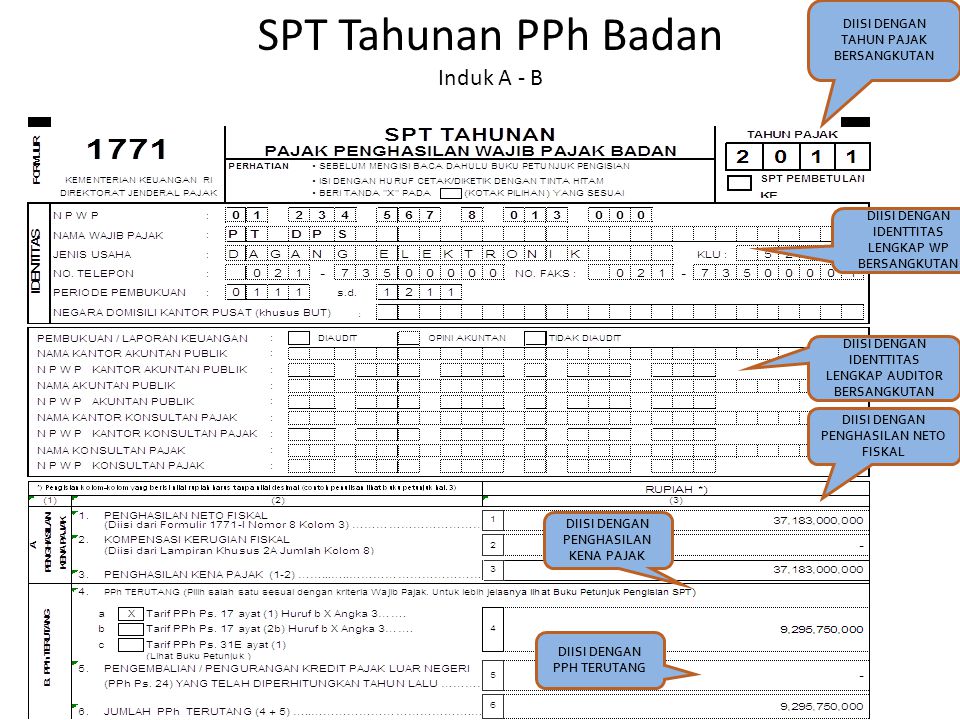 Contoh Pengisian Spt Tahunan Pph Badan Non Final Pt